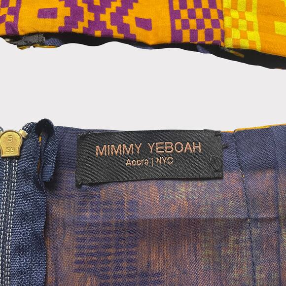 Mimmy Yeboah Two Piece Skirt Set V Neck Kente Print Yellow Size Medium - Picture 5 of 9